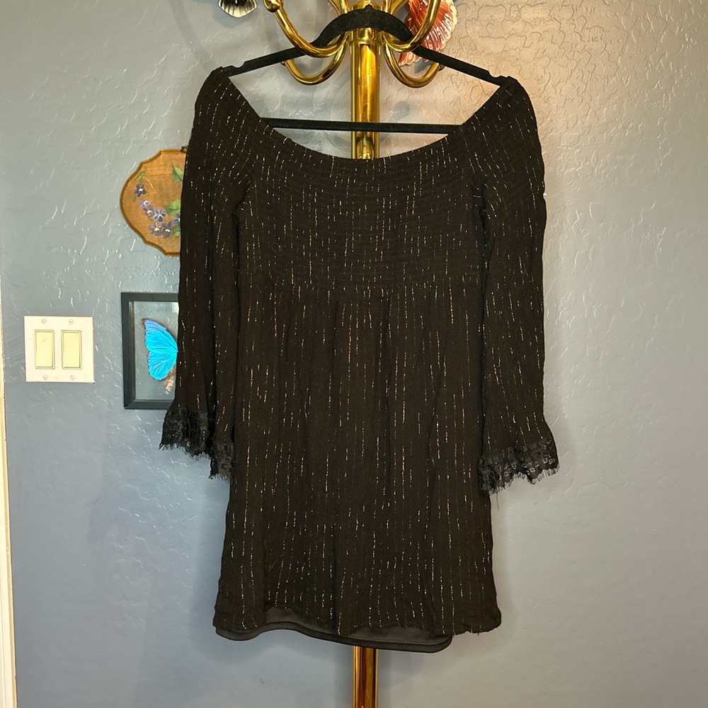 Flying Tomato Black and Gold Mini Dress